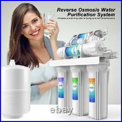 100 GPD 6 Stage Alkaline Reverse Osmosis Drinking Water Filter System Purifier
