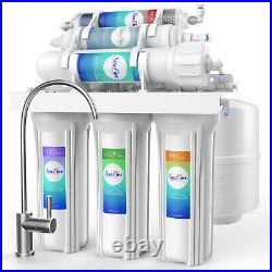 100 GPD 6 Stage Alkaline Reverse Osmosis Drinking Water Filter System Purifier