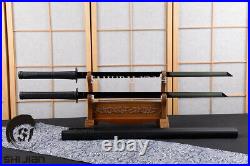 1095 carbon steel black double NINJATO Japanese ninja sword katana musashi tsuba