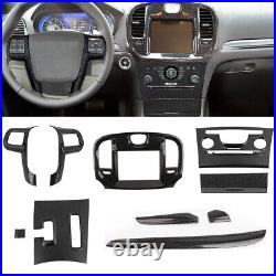 10x Carbon Fiber Interior Dash Panel Cover Trim ABS Kit for Chrysler 300 2010-14