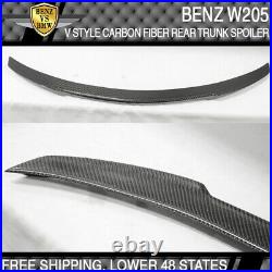 15-20 Benz W205 Carbon Fiber CF Rear Boot Trunk Spoiler Wing Deck Kit V Style