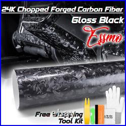 24K Chopped Forged Carbon Fiber Gloss Matte Titanium Vinyl Wrap Sticker Decal