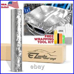 24K Chopped Forged Carbon Fiber Gloss Silver Car Vinyl Wrap Sticker Decal Sheet