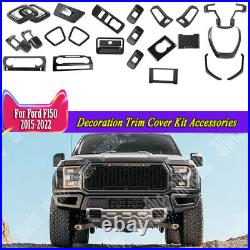 24Pcs Carbon Fiber Decoration Trim Cover Kit Accessories For Ford F150 2015-2021