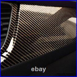2D Carbon Fiber High Glossy Black Gold Vinyl Wrap Sticker Air Release Sheet Film