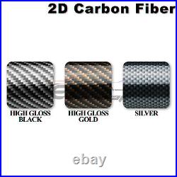 2D Carbon Fiber High Glossy Black Silver Vinyl Wrap Sticker Air Release Sheet