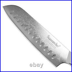 2PCS Kitchen Knife Set Japanese VG10 Damascus Steel Santoku Knives Meat Cleaver