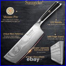 2PCS Kitchen Knife Set Nakiri Knife Japanese VG10 Damascus Steel Meat Cutlery