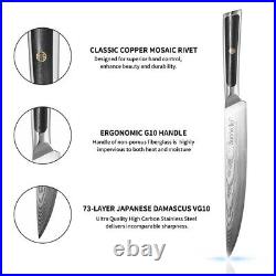 2Pc Kitchen Knives Set Japanese Damascus VG10 Steel Nakiri Knife Slicing Cutlery