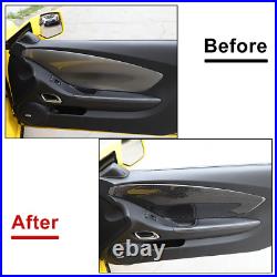 2Pcs Black Front Door Panel Cover Sticker Decal Carbon Fiber For Camaro 2012-15