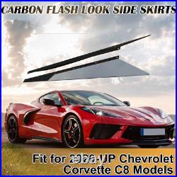 2X CARBON FLASH Side Skirts For 2020-2023 Corvette C8 Rocker Panel GM Z51 Style