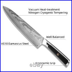 2 Pcs Kitchen Knives Set Japanese VG10 Damascus Steel Chef Knife Utility Slicing