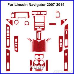 31Pcs For Lincoln Navigator 07-14 Red Carbon Fiber Full Interior Kit Cover Trim
