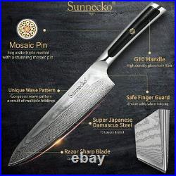 3PCS Kitchen Cooking Knife Set Japanese VG10 Damascus Steel Chef's Meat Cleaver