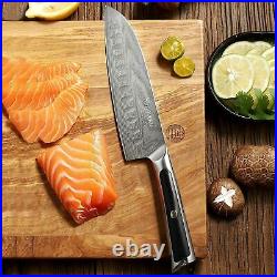 3Pcs Kitchen Knives Set Chef Knife Japanese VG10 Damascus steel Santoku Slicing