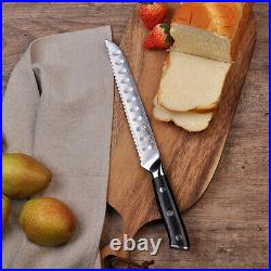 3 Pcs Kitchen Knives Set Japanese Damascus Steel Chef Slicer Bread Knife Cutlery