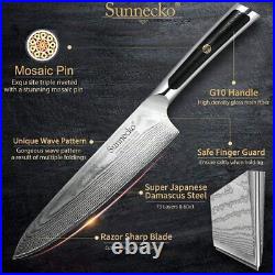 3 Pcs Kitchen Knives Set Japanese Damascus steel Chef Knife Bread Slicing Paring