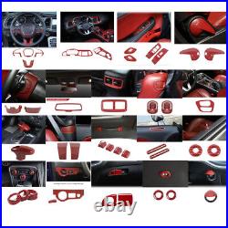 47x Red Carbon Interior Full Set Decor Cover Trim Kit for Dodge Challenger 2015+