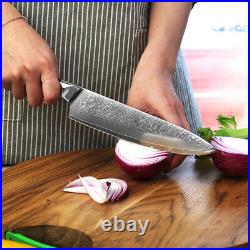 4PCS Japanese Kitchen Knife Set Damascus Steel Chef Cooking Cutlery Meat Cleaver