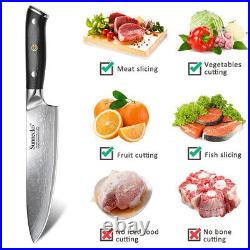 4PCS Japanese Kitchen Knife Set Damascus Steel Chef Cooking Cutlery Meat Cleaver