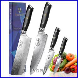 4PCS Kitchen Knife Set Chef Knife Japanese VG10 Damascus Steel Meat Cleaver Tool