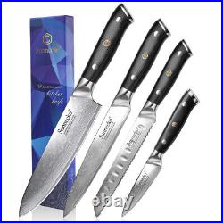 4Pcs Kitchen Knives Set Japanese Damascus Steel Chef Slicer Cutlery Bread Paring