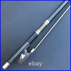 4/4 Carbon Fiber FINE Violin Bow Blue Silver Silk Braided Stick Ebony Frog Bow