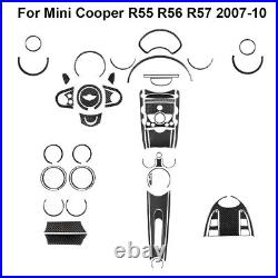 51Pcs Carbon Fiber Interior Full Kit Cover Trim Sticker For Mini Cooper 2007-10
