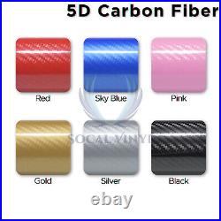 5D Carbon Fiber Black High Gloss Glossy Auto Vinyl Wrap Sticker Decal Sheet Film