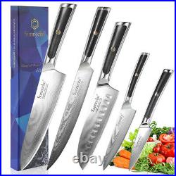 5PCS Kitchen Knife Set Chef's Cooking Knife Japanese Damascus Steel Meat Cleaver