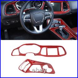 5xRed Carbon Interior Dashboard Panel Gear Shift Cover Trim For Dodge Challenger