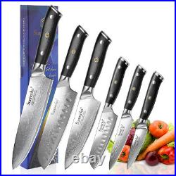 6PCS Kitchen Cooking Knife Set Japanese Damascus Steel Chef's Meat Cleaver Tool