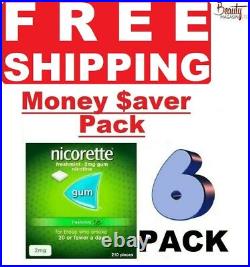 6 x Nicorette FRESH MINT Chewing Gum, 2mg, 210 Pieces (1260 Pieces)-FREE SHIPPING