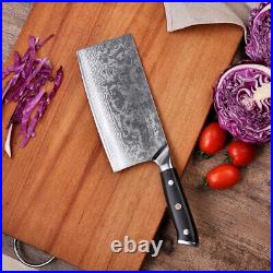 7 inch Cleaver Knife Japanese VG10 Damascus Steel Kitchen Meat Cutlery Chopping