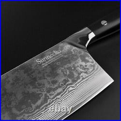 7 inch Cleaver Knife Japanese VG10 Damascus Steel Kitchen Meat Cutlery Chopping