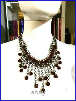 Antique style necklace woman vintage jewelry fringe lariat collar collier stones