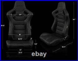 BRAUM Black Leather Carbon Fiber Mix ELITE Racing Seats with Blk Stitch -Pair