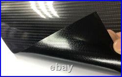 Black 7D Super Gloss Carbon Fiber Vinyl Film Wrap Bubble Free Air Release 6D