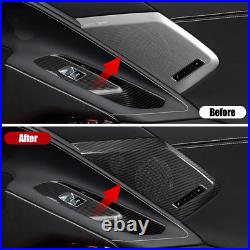 Black Carbon Fiber Car Interior Door Speaker Trim Cover For Corvette C8 2020-23