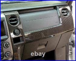 Black Carbon Fiber Center Console Dashboard Panel Cover Trim for Ford F150 09-14