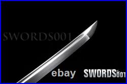 Black PU Leather Sheath Japanese Samurai Katana Sword Carbon Steel Shiny Blade