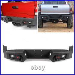 Black Rear Bumper Fits 2005-2015 Toyota Tacoma with2 LED Lights D-Rings