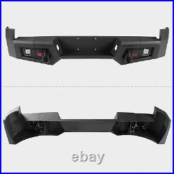 Black Rear Bumper Fits 2005-2015 Toyota Tacoma with2 LED Lights D-Rings