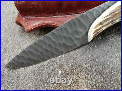 Blacksmith New Custom made Forge Carbon Steel Hunting Skinner Knife, Stag Handle