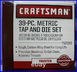 Brand New Craftsman 39 pc. Metric Tap & Die Carbon Steel Set (52383)