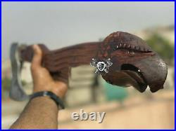 Brand New High Carbon Steel Viking Eagle Engraved Rose Wood Handle Axe For Xmas