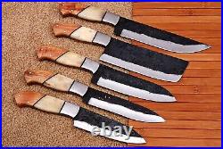 CUSTOM HAND FORGED RAILROAD SPIKE CARBON STEEL Chef KNIFE Set Kitchen KNIVES SET