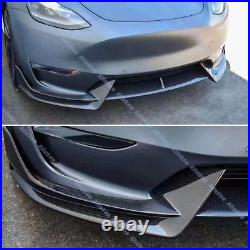 Carbon Fiber A Front Bumper Lip Spoiler Splitter For Tesla Model Y 2020-2023