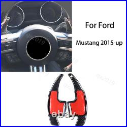 Carbon Fiber Black Steering Wheel Shift Paddle Trim For Ford Mustang 2015-up