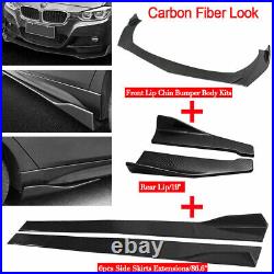 Carbon Fiber Car Front Rear Bumper Lip Splitter + 86 Side Skirt Extension USA